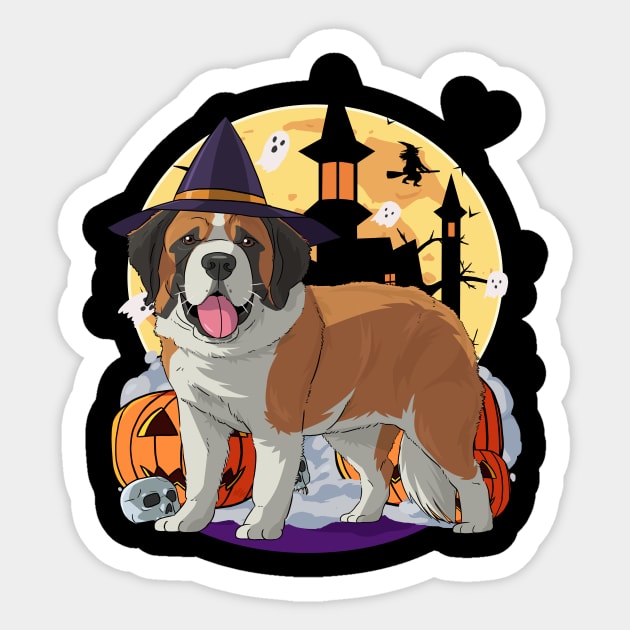 St. Bernard Happy Halloween Pumpkin Sticker by Noseking